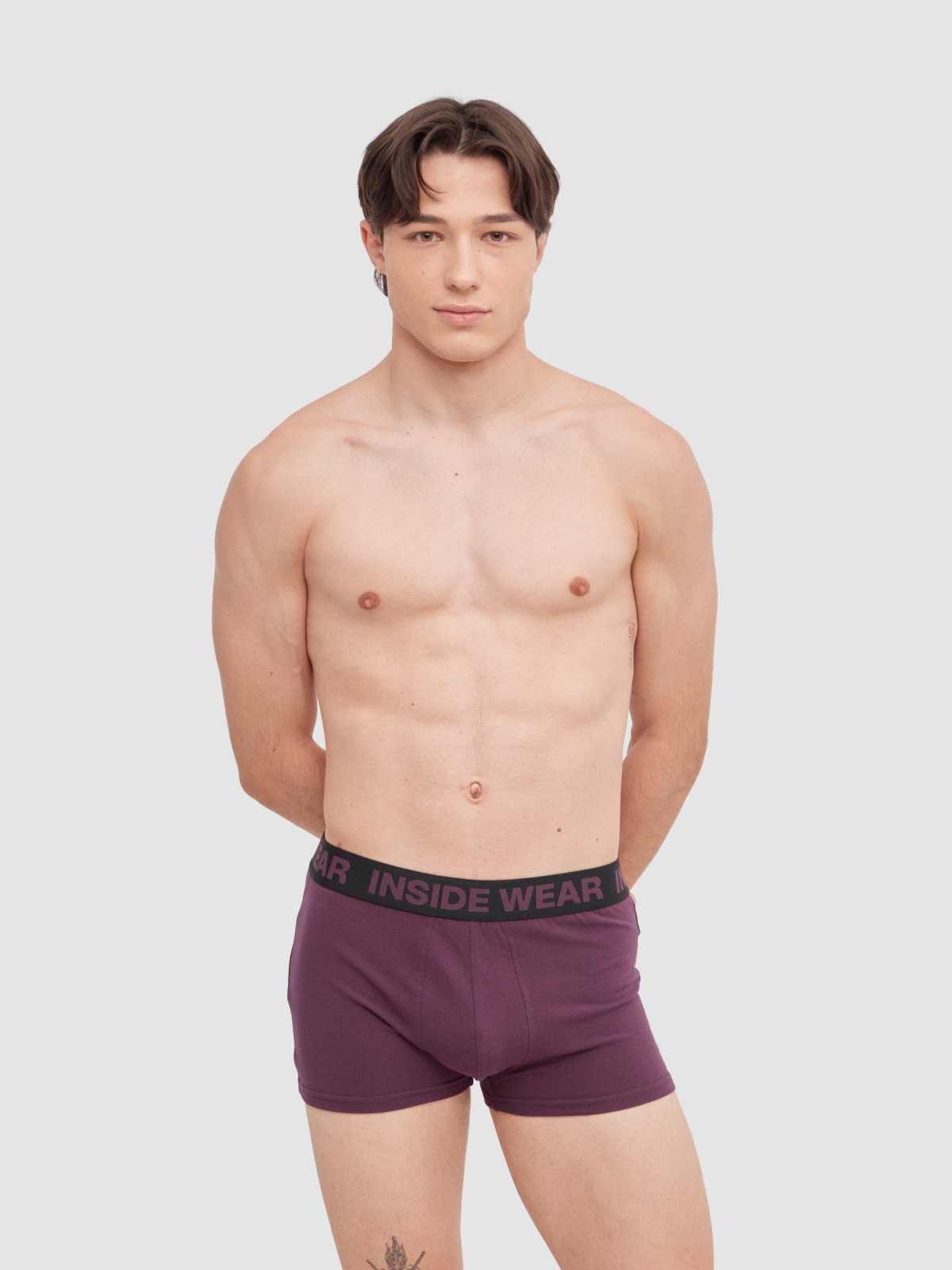 Cuecas boxer lisas Pack 4 multicolorido vista meia frontal