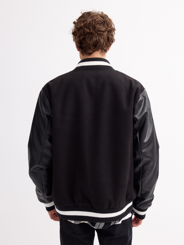 Urban Route bomber jacket black middle back view