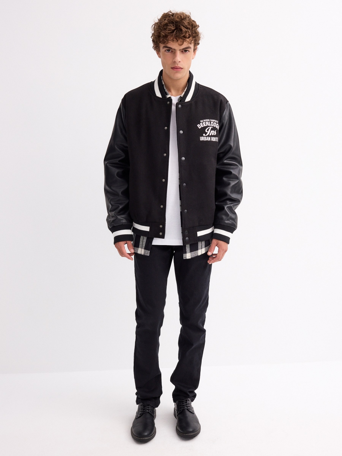 Urban Route bomber jacket black front view