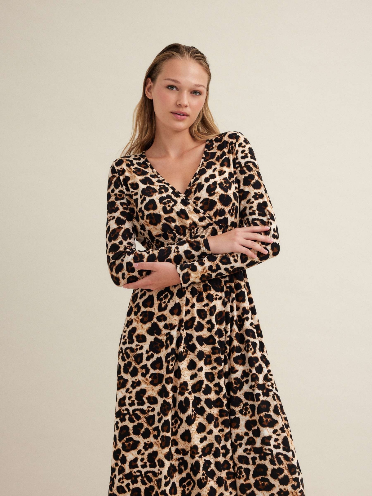  Animal print midi dress multicolor