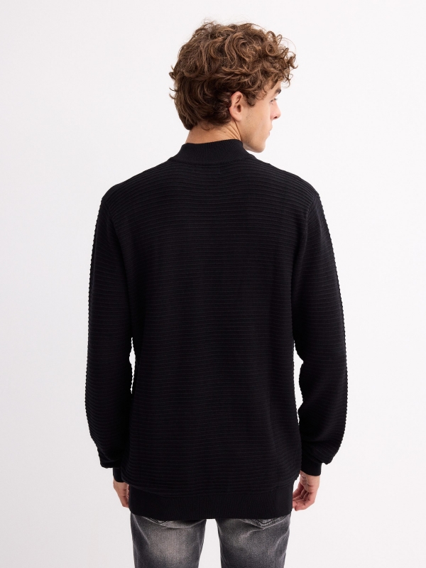 Regular sweater perkins collar black middle back view