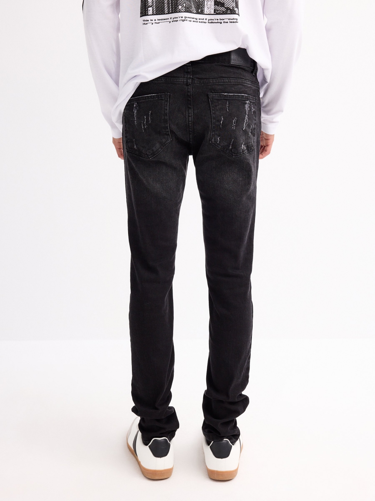 Super slim basic jeans black middle back view