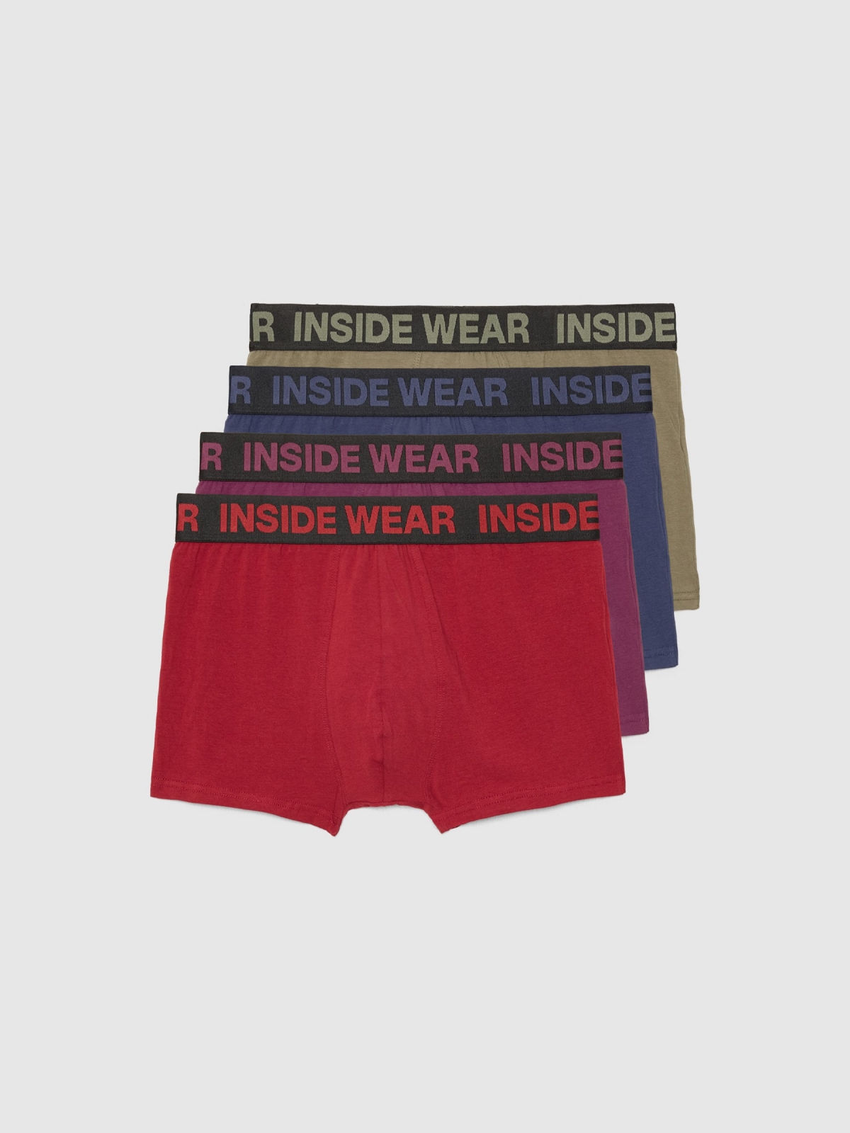 Cuecas boxer lisas Pack 4 multicolorido