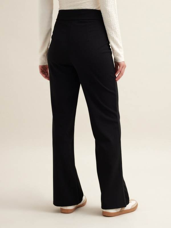 Stretch wide leg trousers black middle back view