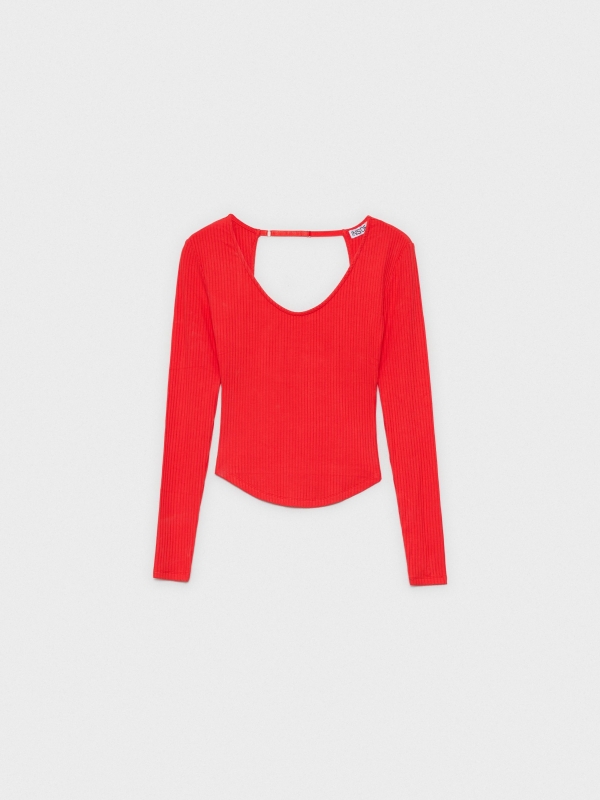 T-shirt com cut out nas costas vermelho profundo vista detalhe