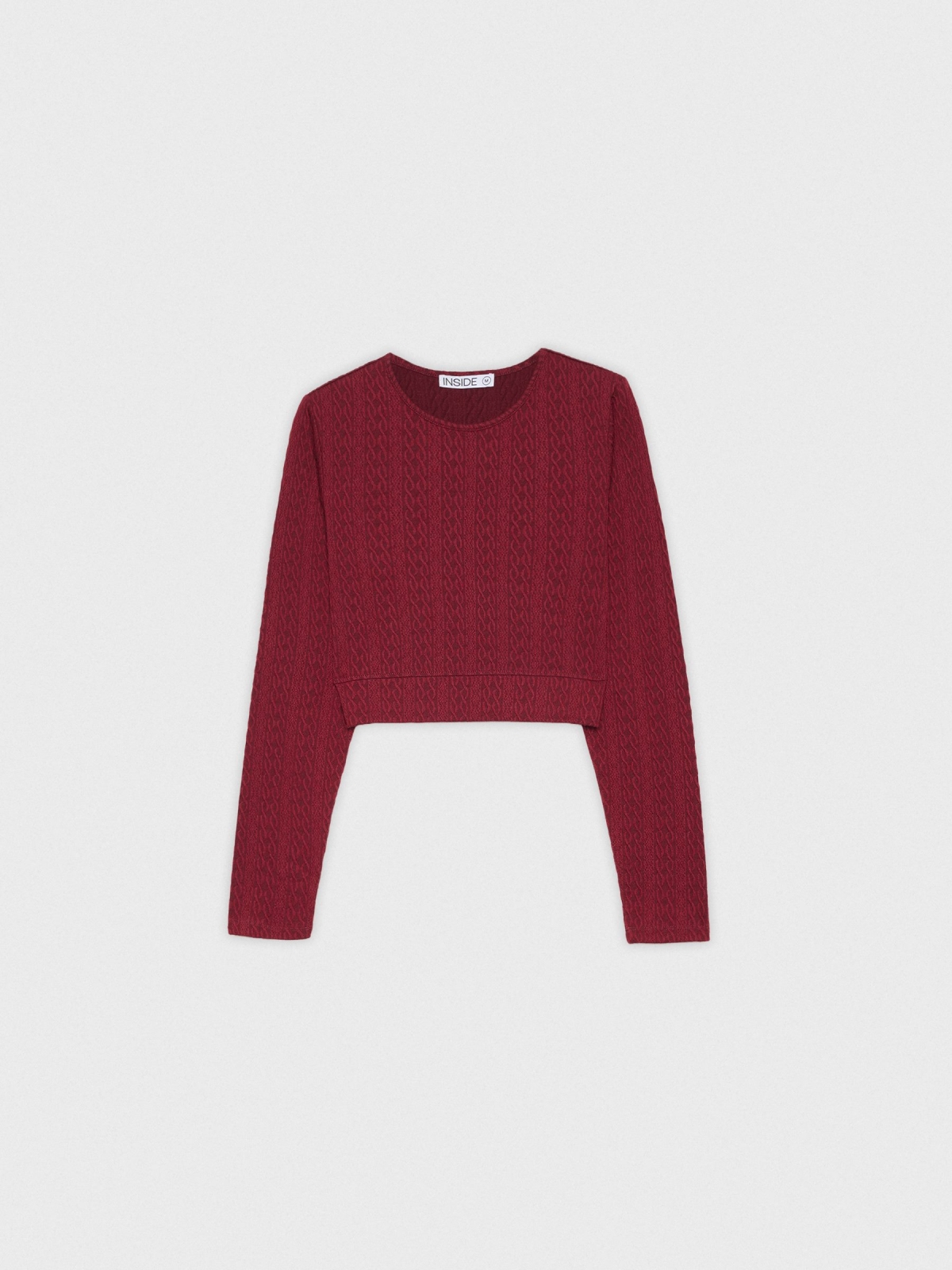 Textured crop top garnet detail view