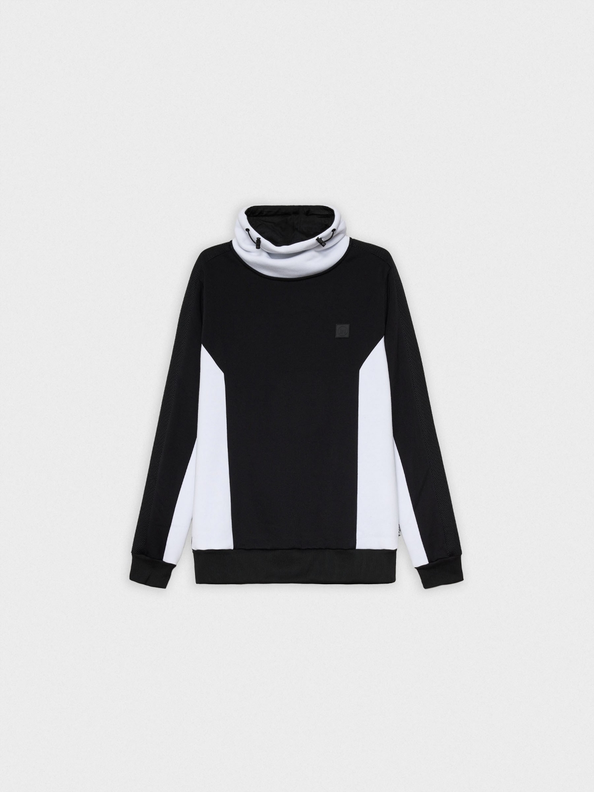 Color block sweatshirt fluid neck black detail view