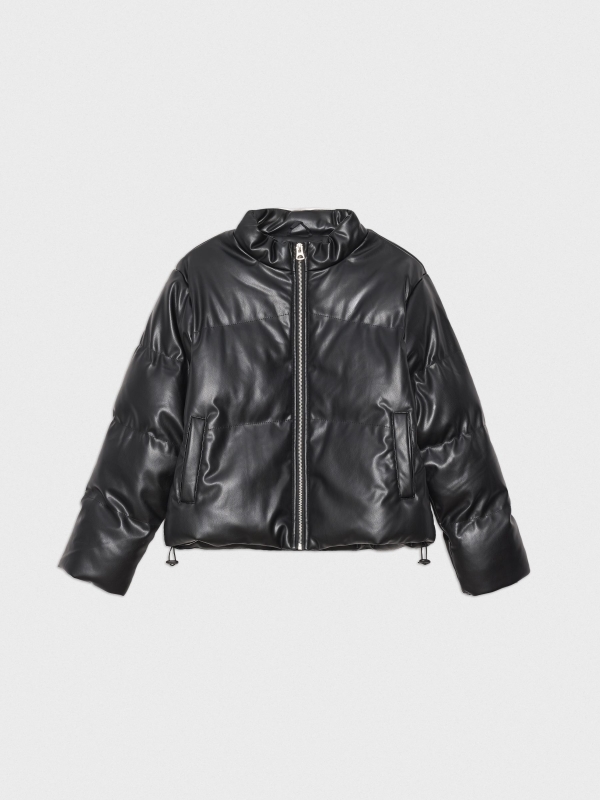 Quilted leatherette jacket black detail view