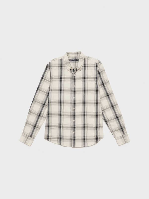 Plaid shirt with pocket beige detail view