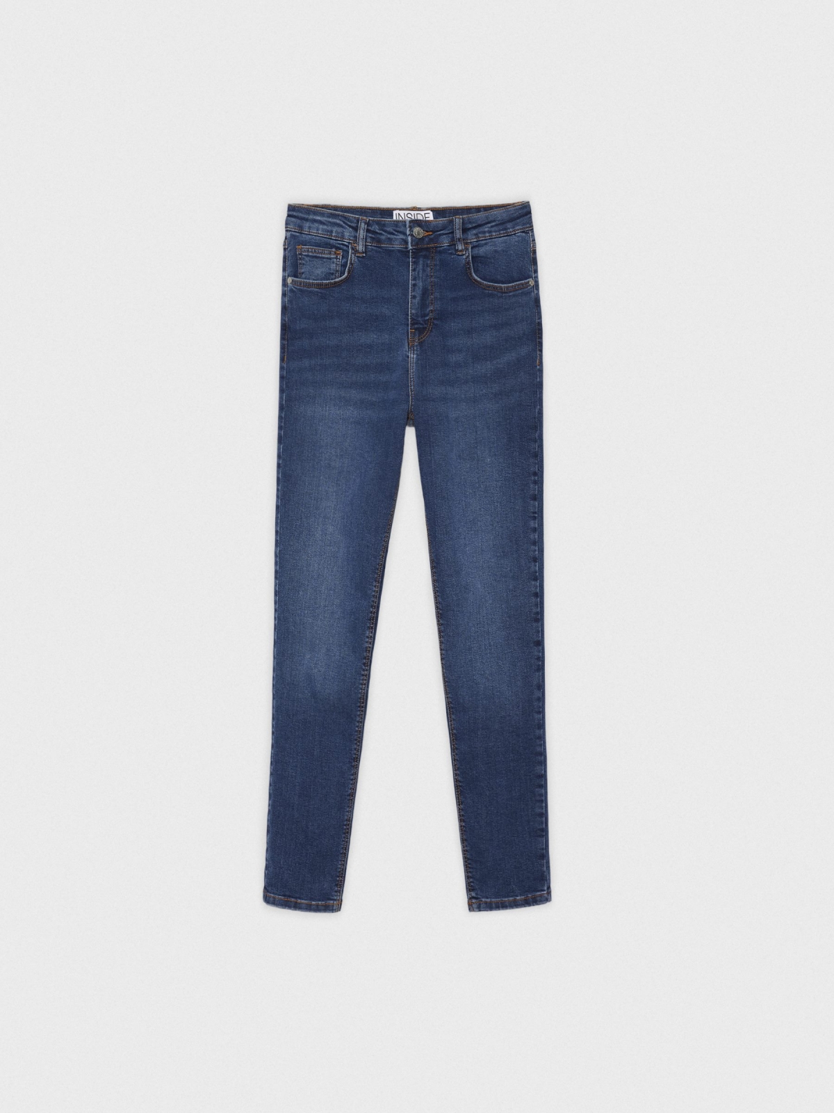 Mid-rise skinny jeans dark blue detail view