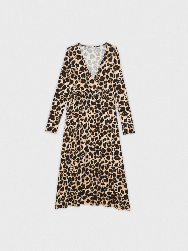 Animal print midi dress multicolor detail view