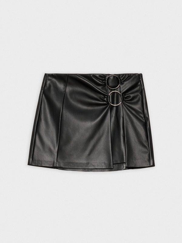 Leather effect skirt with washers black detail view