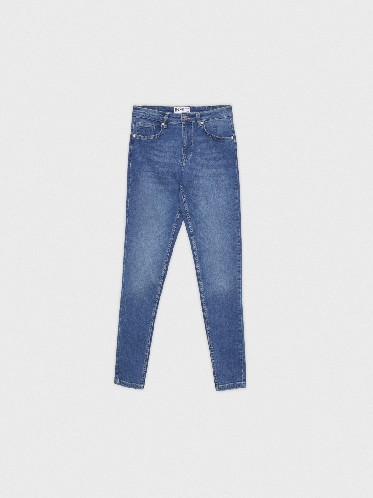 Jeans skinny denim tiro medio azul vista detalle