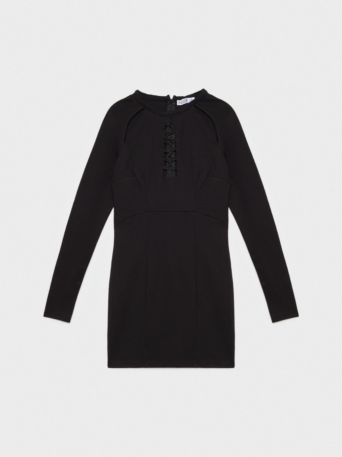 Vestido mini escote lace up negro vista detalle