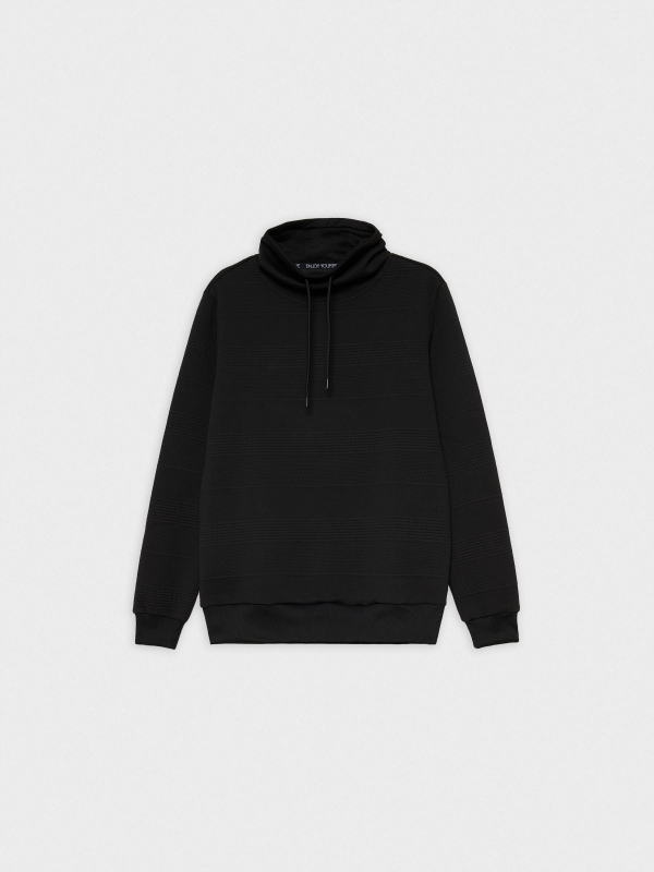 Textured crewneck sweatshirt black detail view