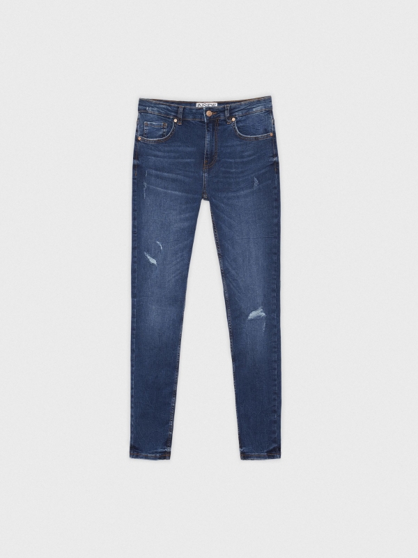 Mid rise skinny jeans blue detail view