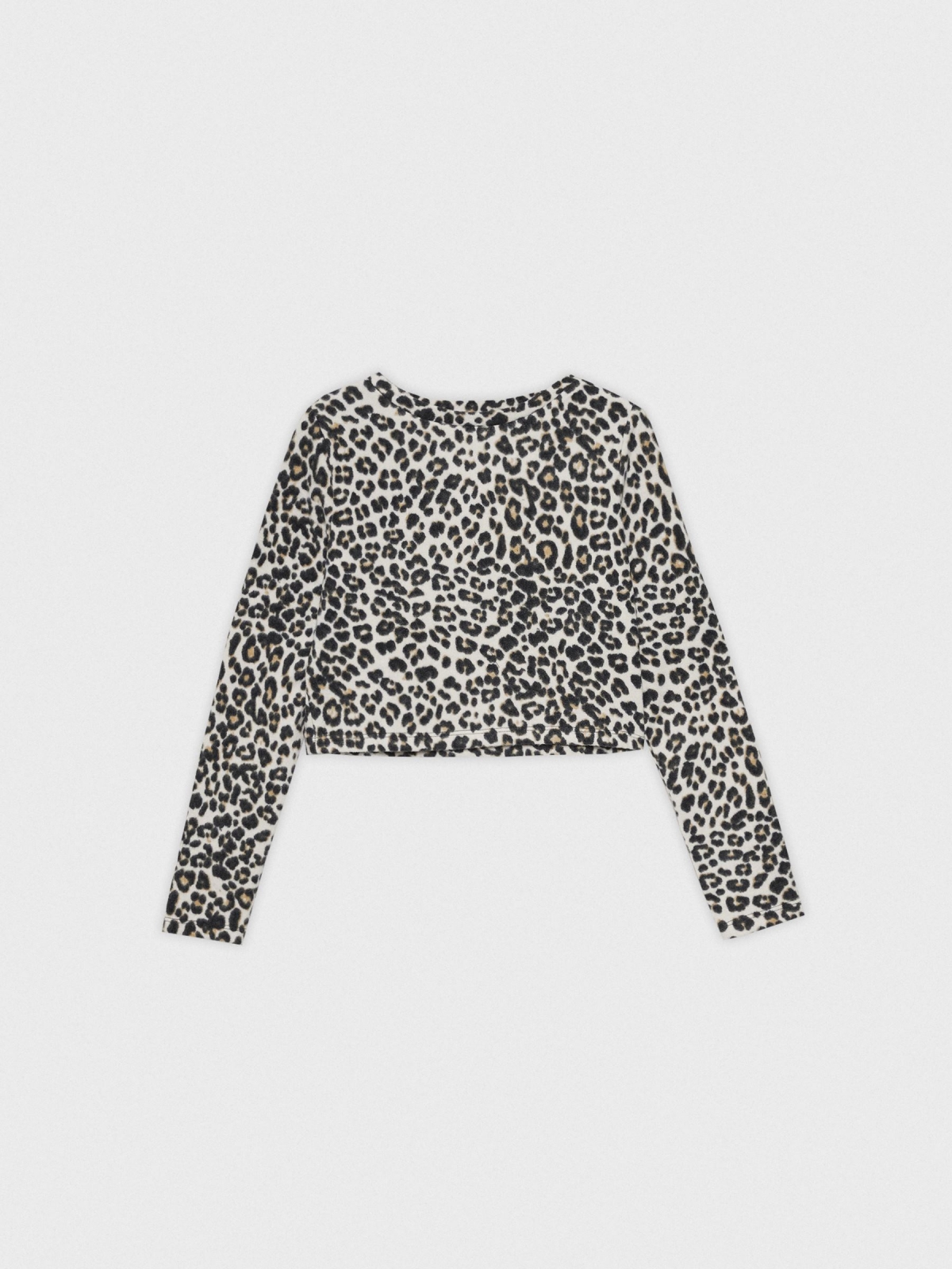 Animal print crop top black detail view