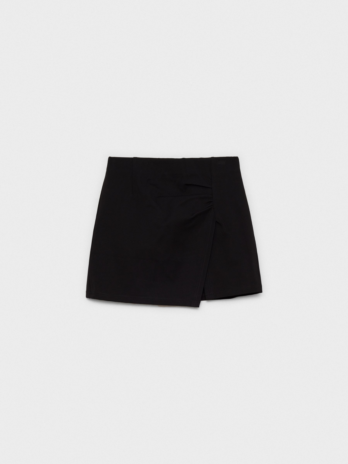 Mini skirt with gathering and slit black detail view