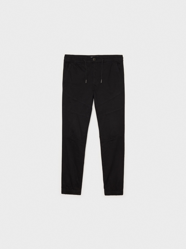 Fleece sport jogger pants black detail view