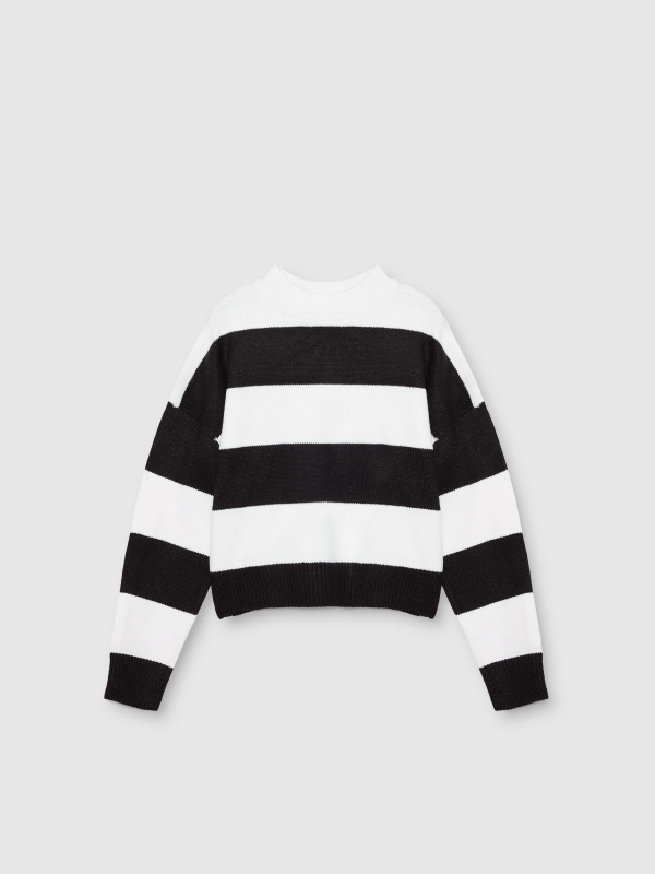 Striped crew neck jumper white detail view