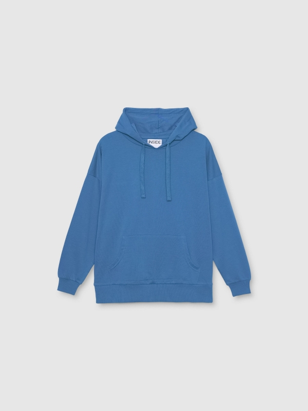 Sudadera canguro básica azul vista detalle