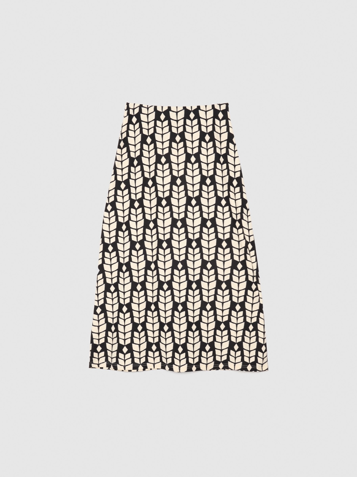 Printed midi skirt black/beige detail view