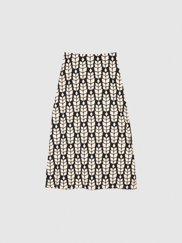 Printed midi skirt black/beige detail view