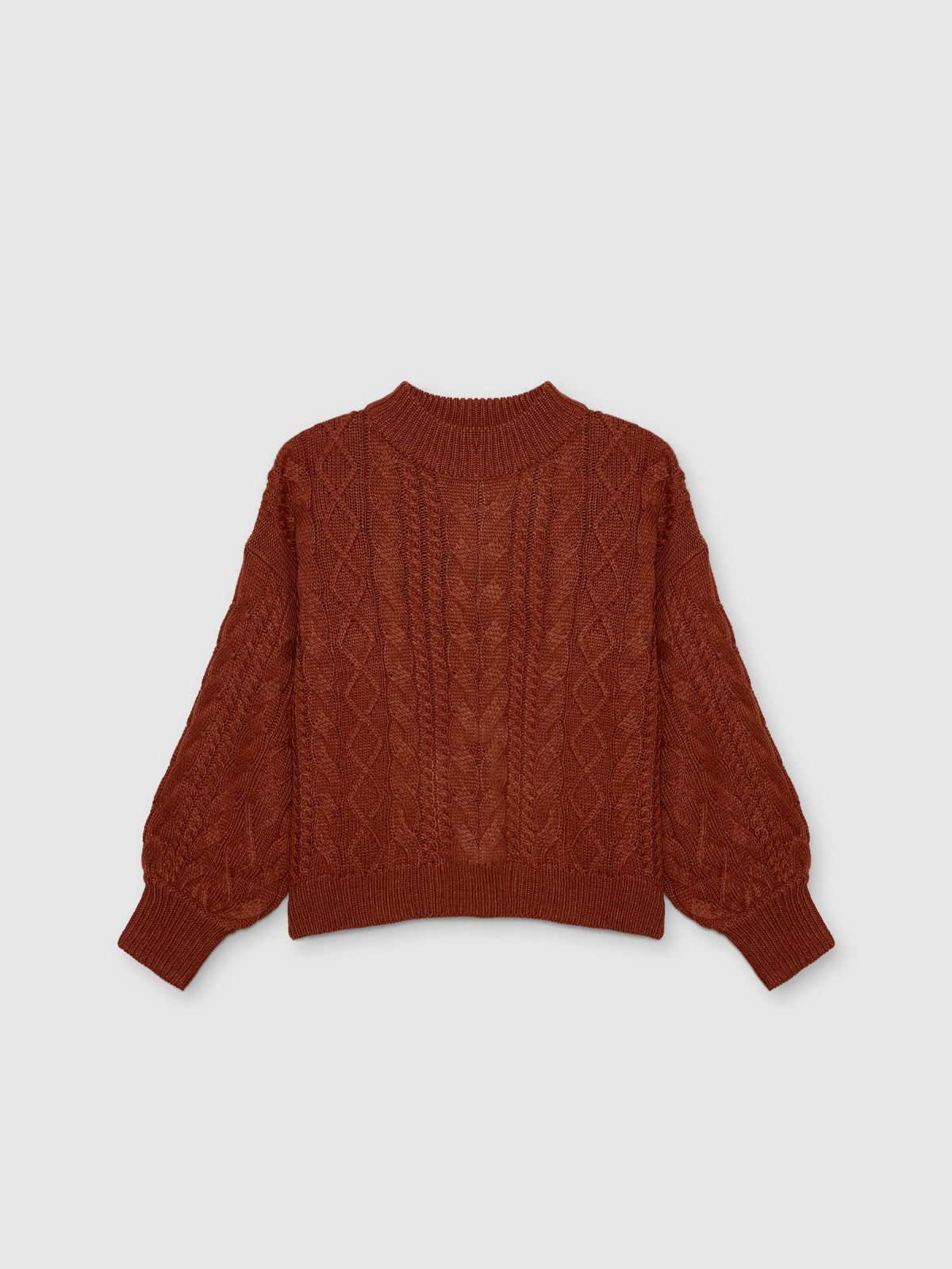 Eights tile crop sweater brick red detail view