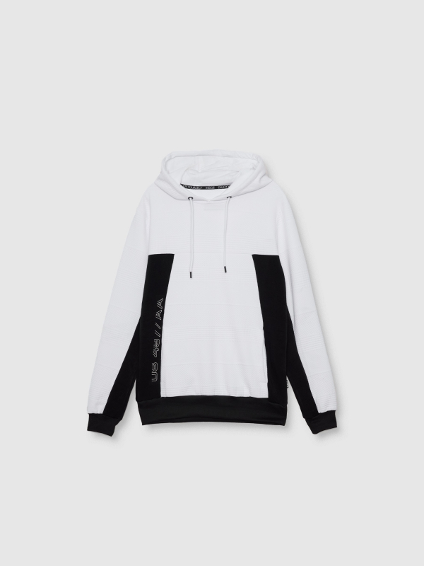 Hoodie b&w white detail view