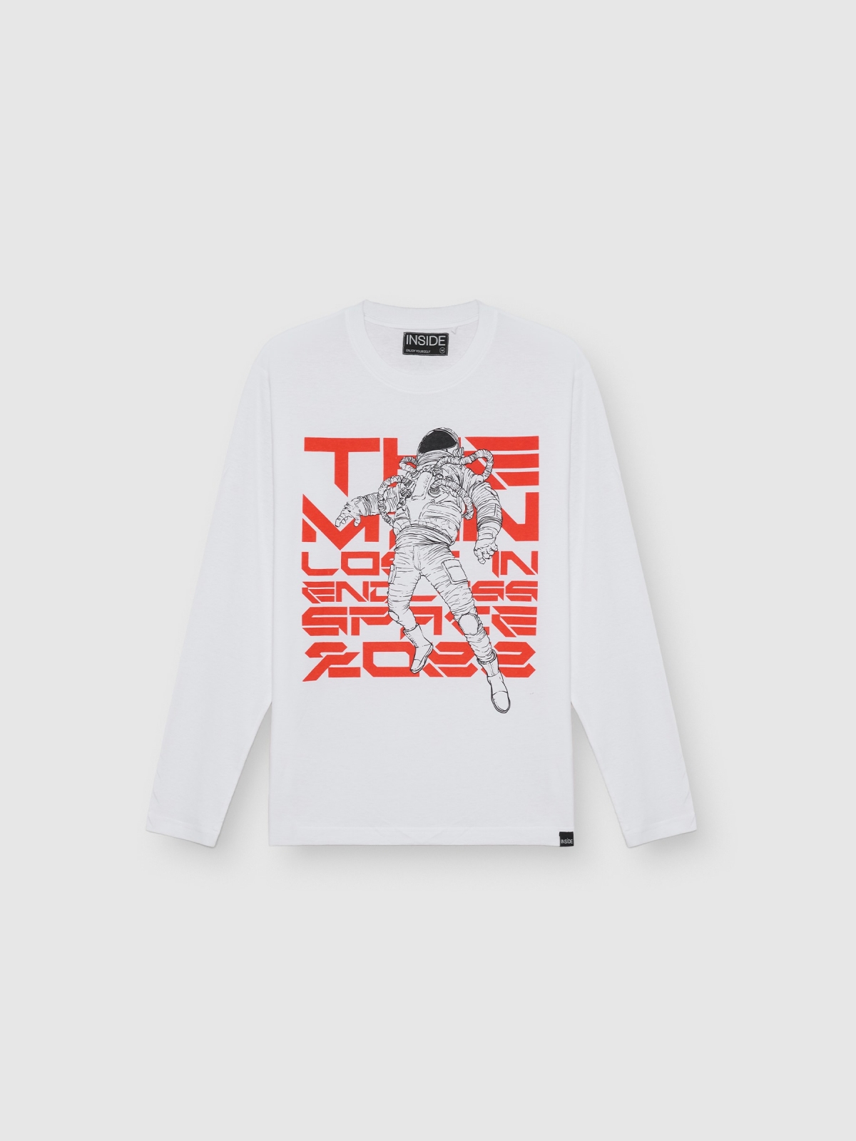 Long sleeve white graphic t-shirt white detail view