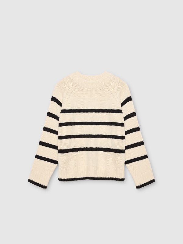 Oversize striped sweater beige detail view