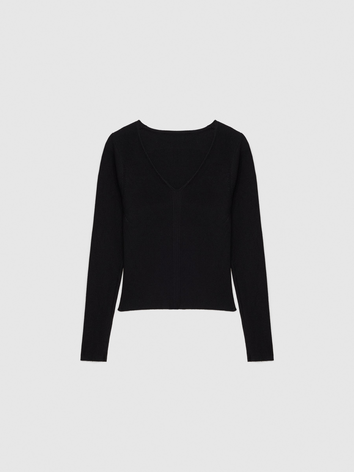 Basic V-neck sweater black detail view