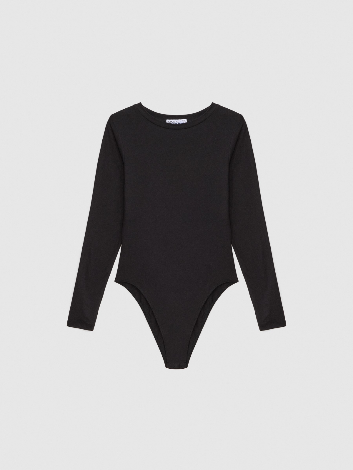 Basic long sleeve black bodysuit black detail view