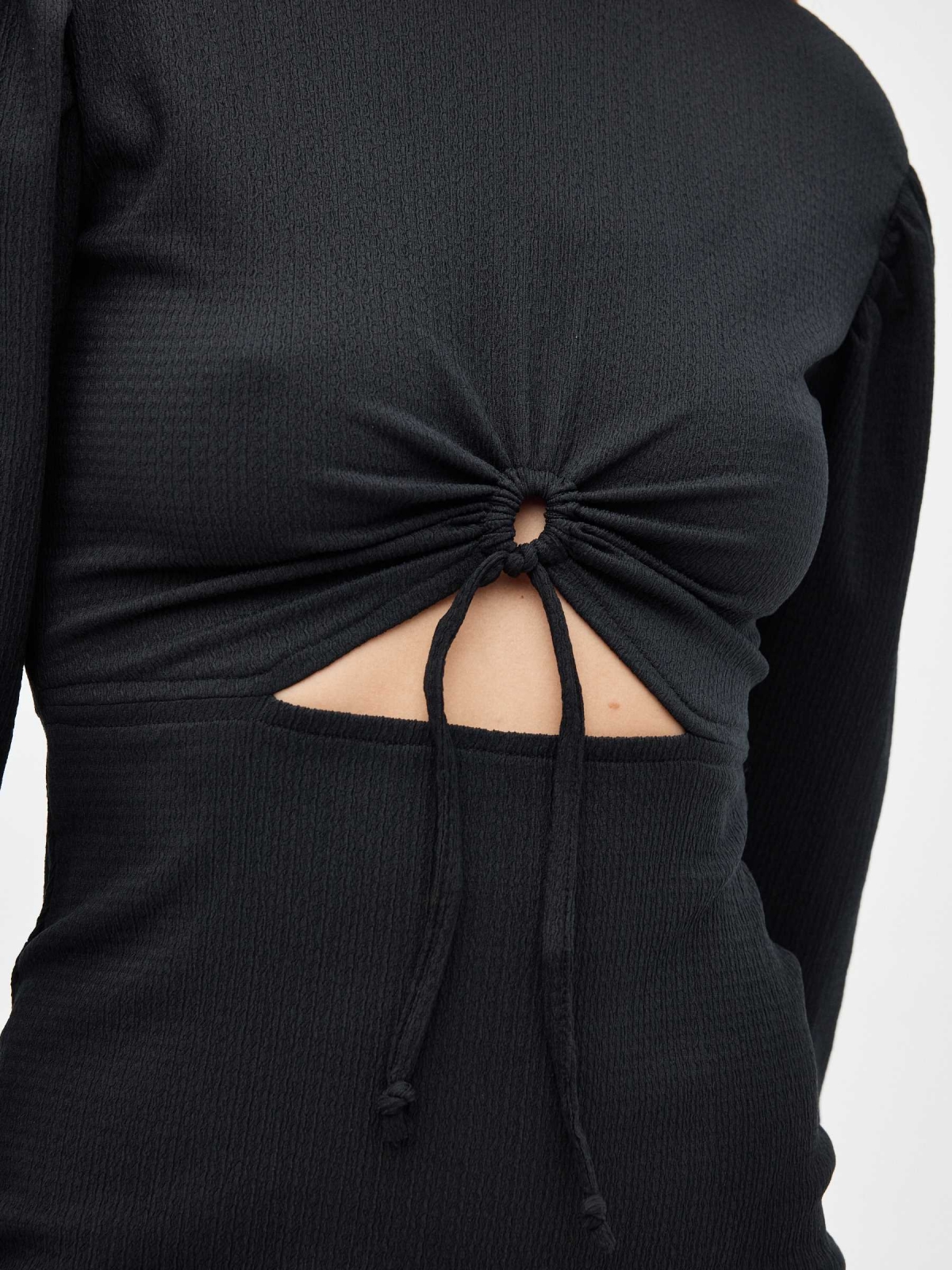 Mini bow cut out dress black detail view