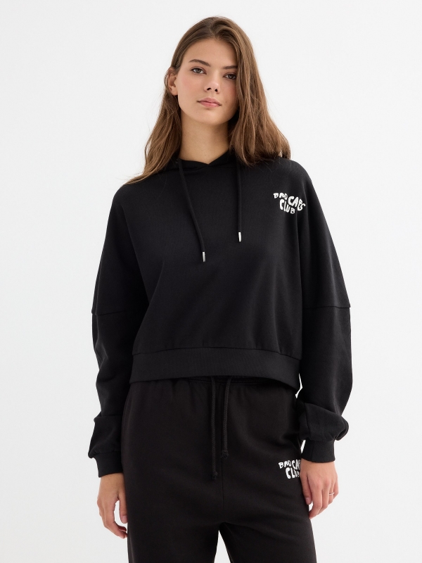 Sweatshirt Bad Cats Club preto vista meia frontal