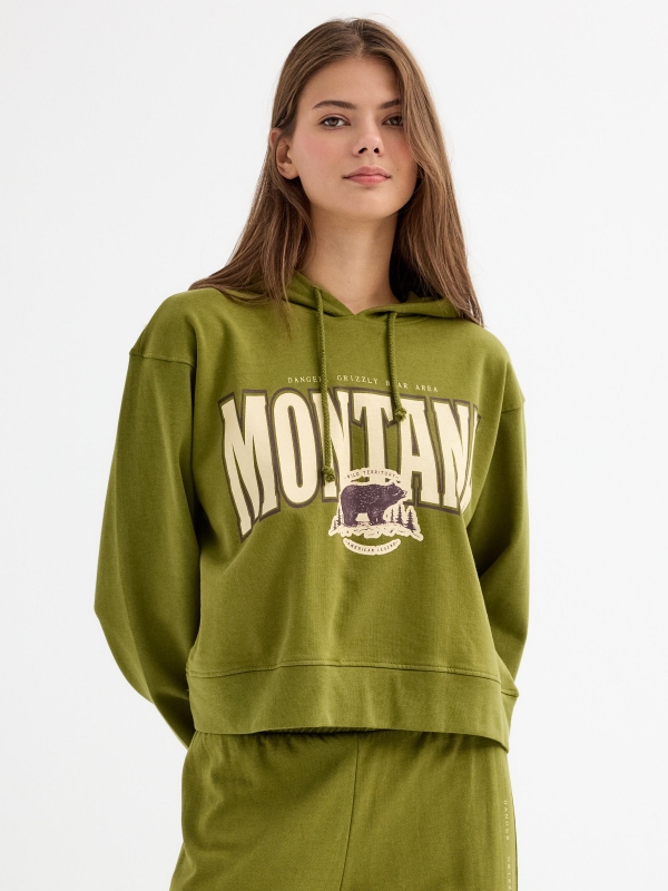 Sweatshirt Montana cáqui vista meia frontal