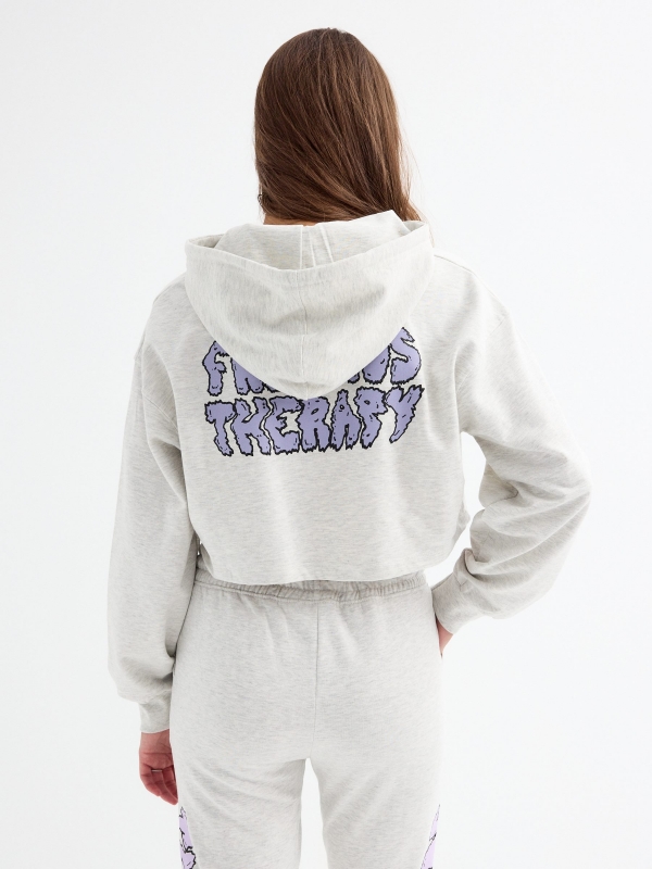 Friends Therapy crop sweatshirt light grey vigore middle back view