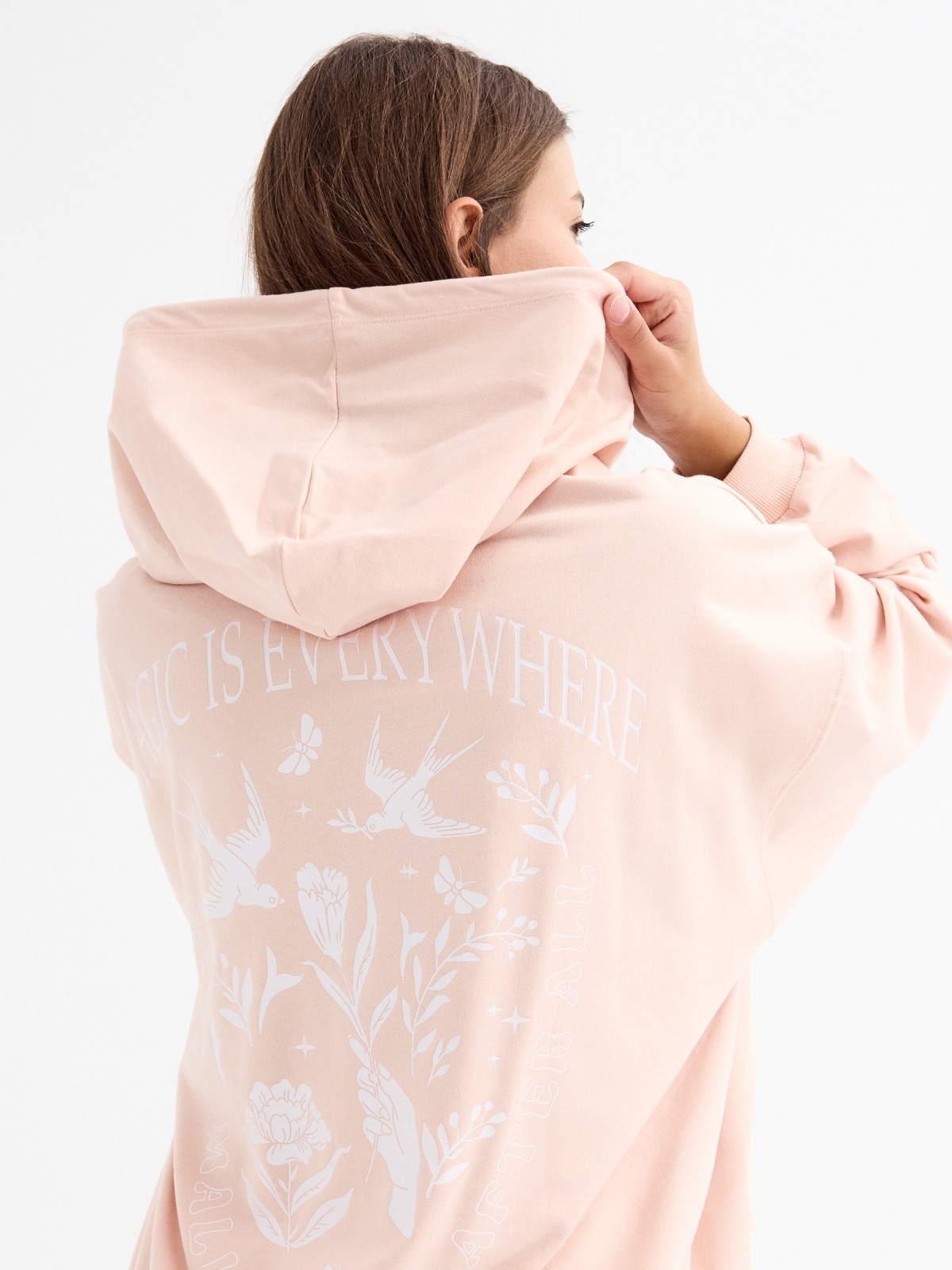 Kangaroo sweatshirt with print light pink detail view