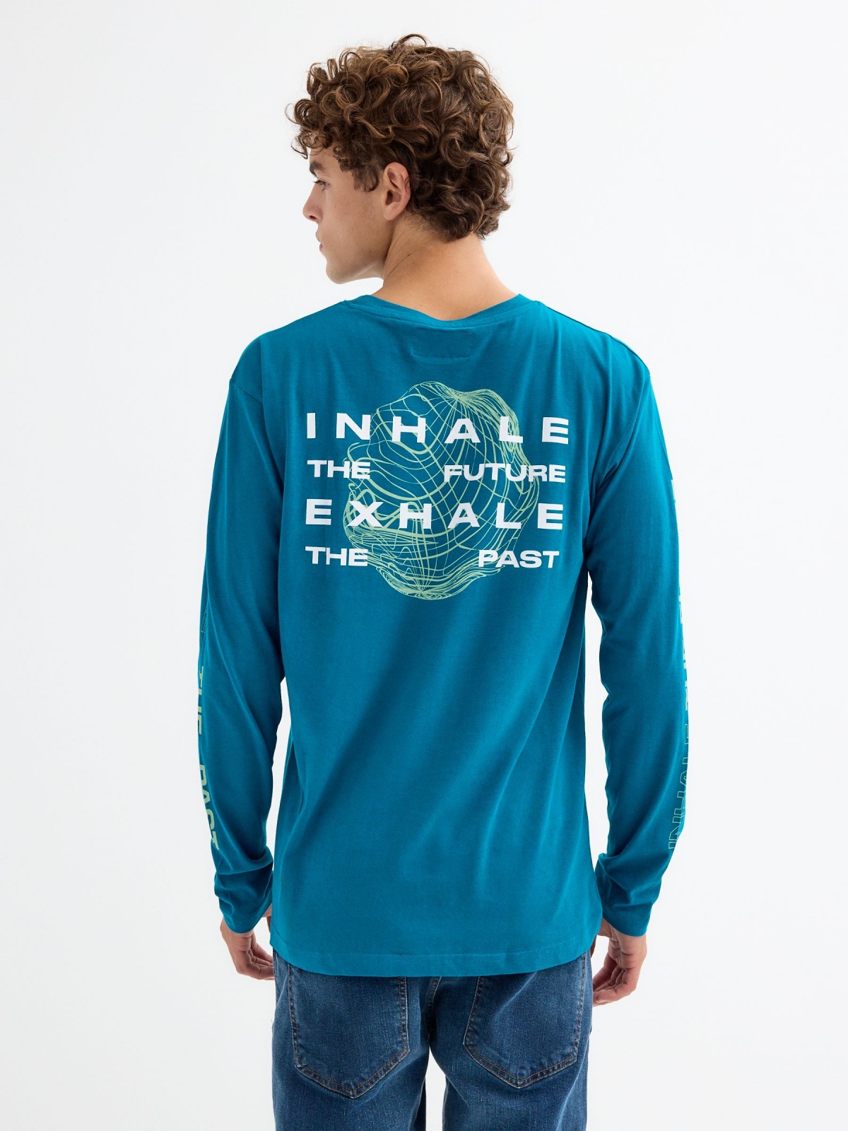 T-shirt INHALE turquesa vista meia traseira