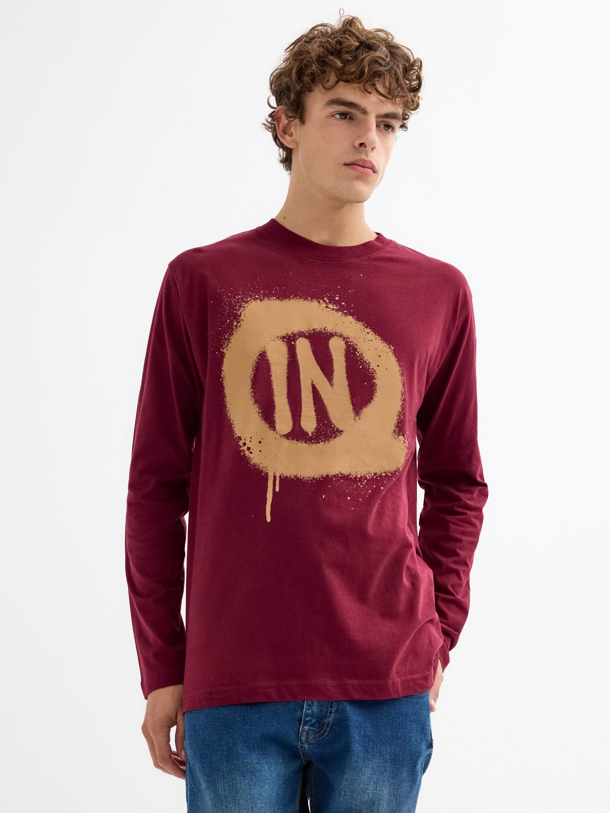 INSIDE graffiti t-shirt burgundy middle front view