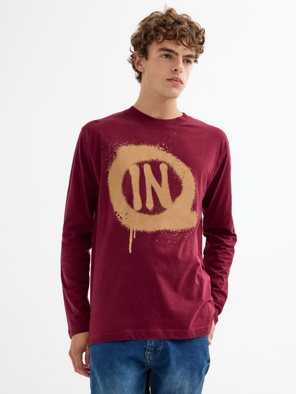 INSIDE graffiti t-shirt burgundy middle front view