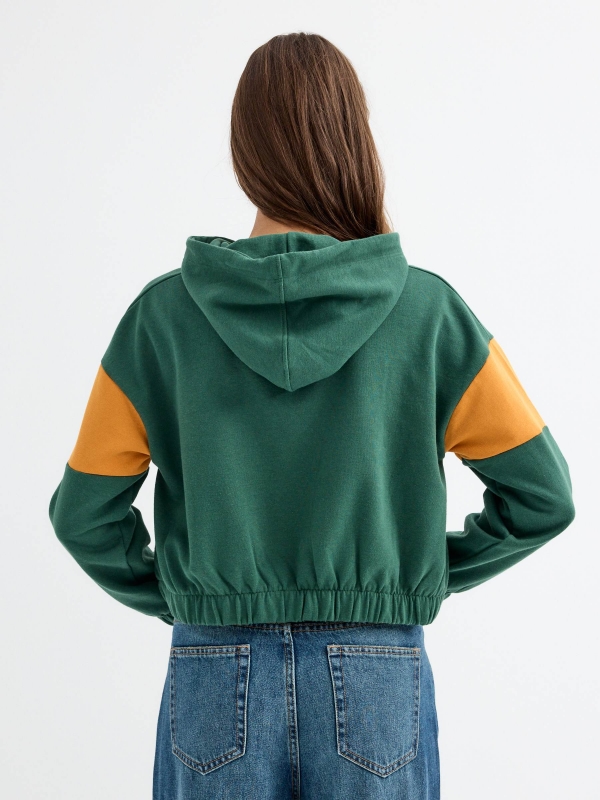 France crop sweatshirt dark green middle back view