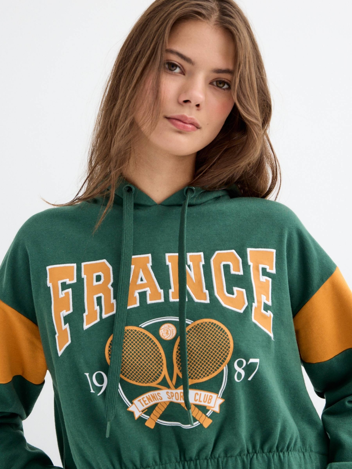  Sudadera crop France verde oscuro