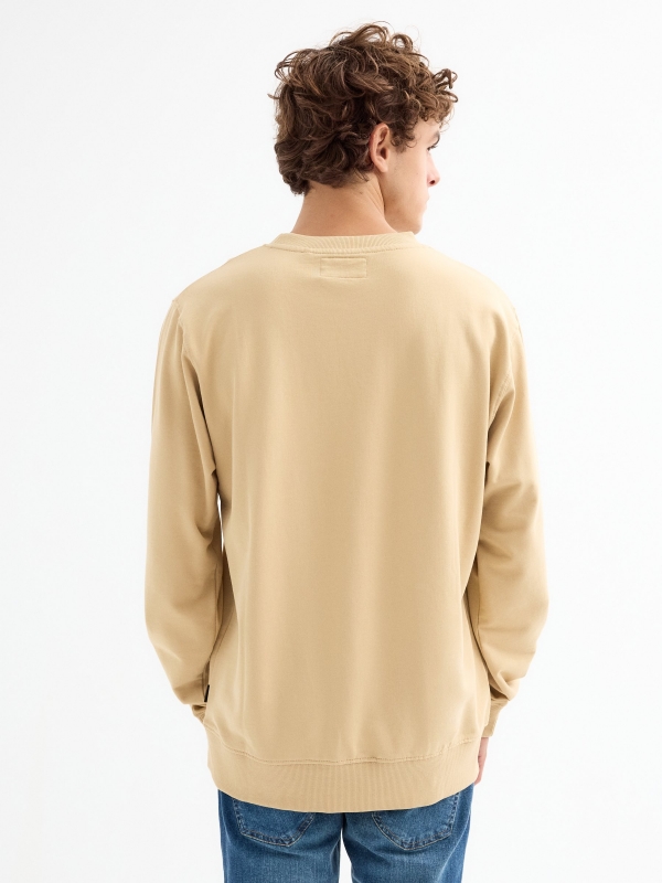 Basic long sleeve logo sweatshirt sand middle back view