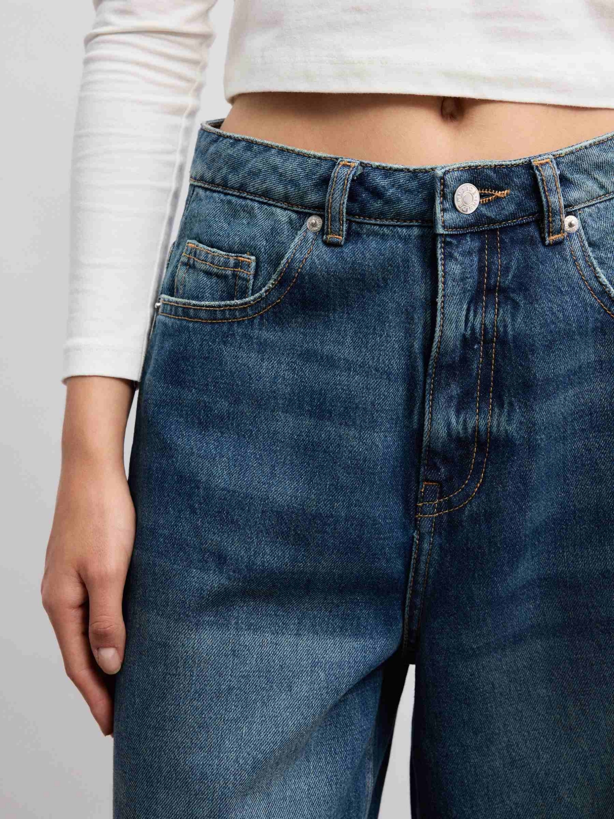  Wide Leg High Rise Jeans dark blue