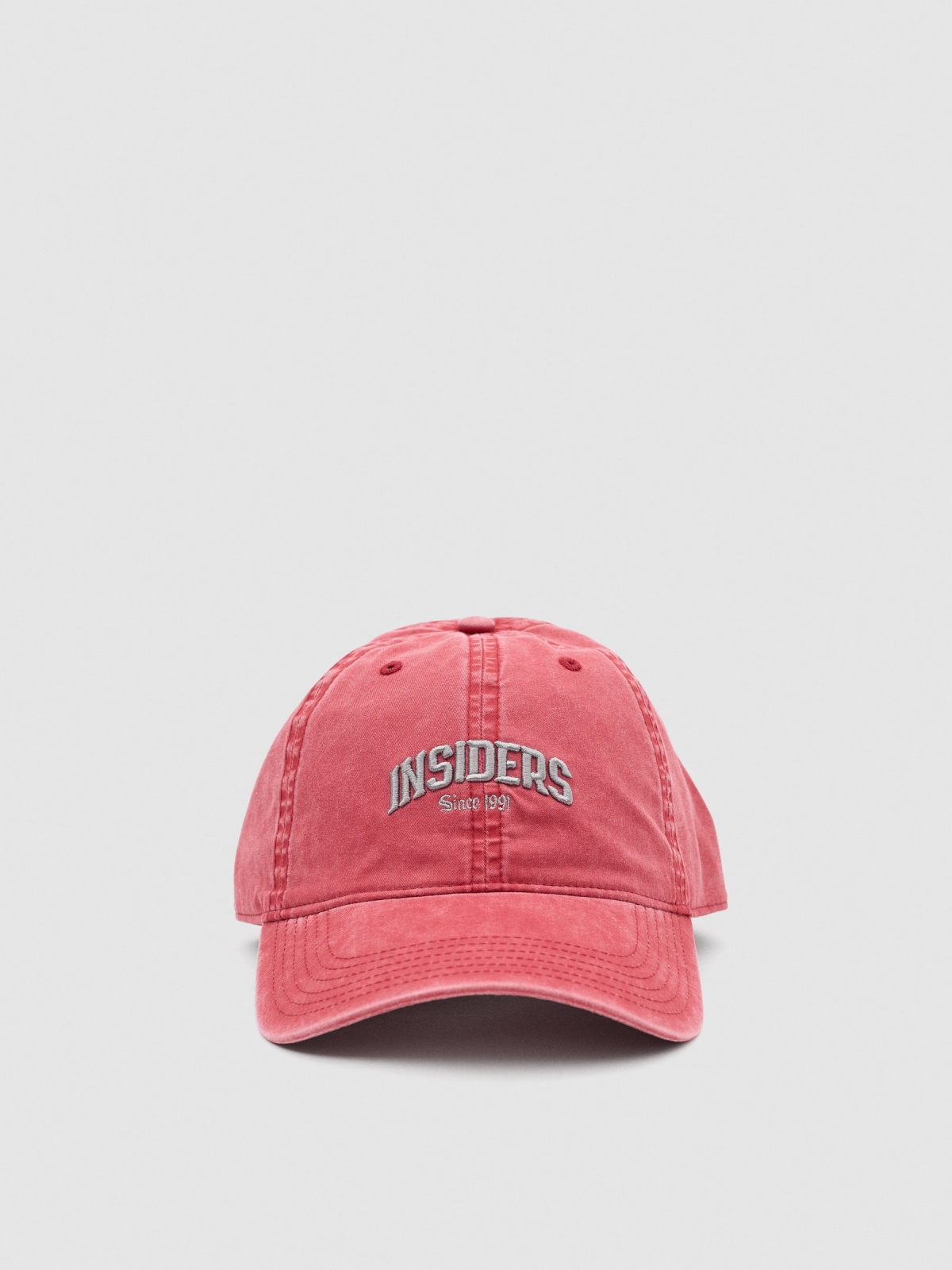 Vintage washed effect cap red