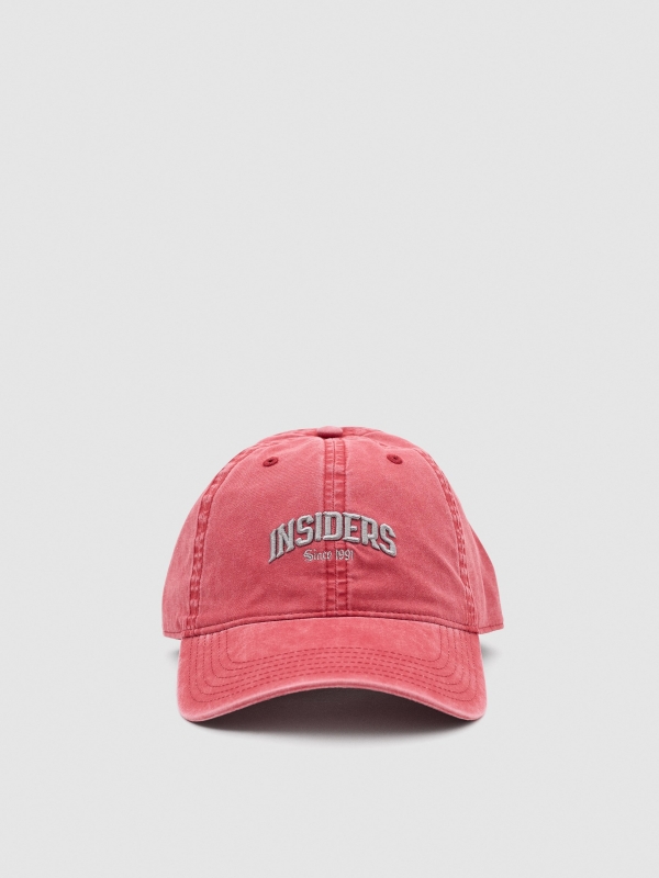 Vintage washed effect cap red