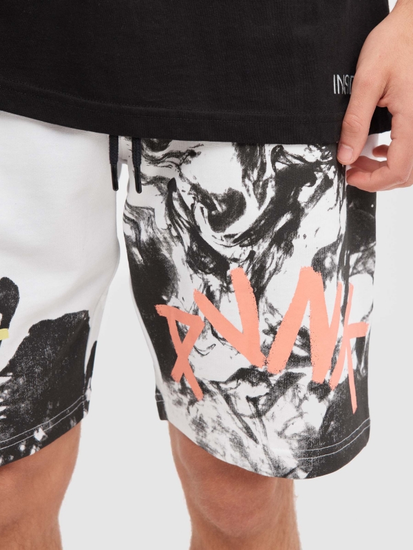  Jogger bermuda graffiti white