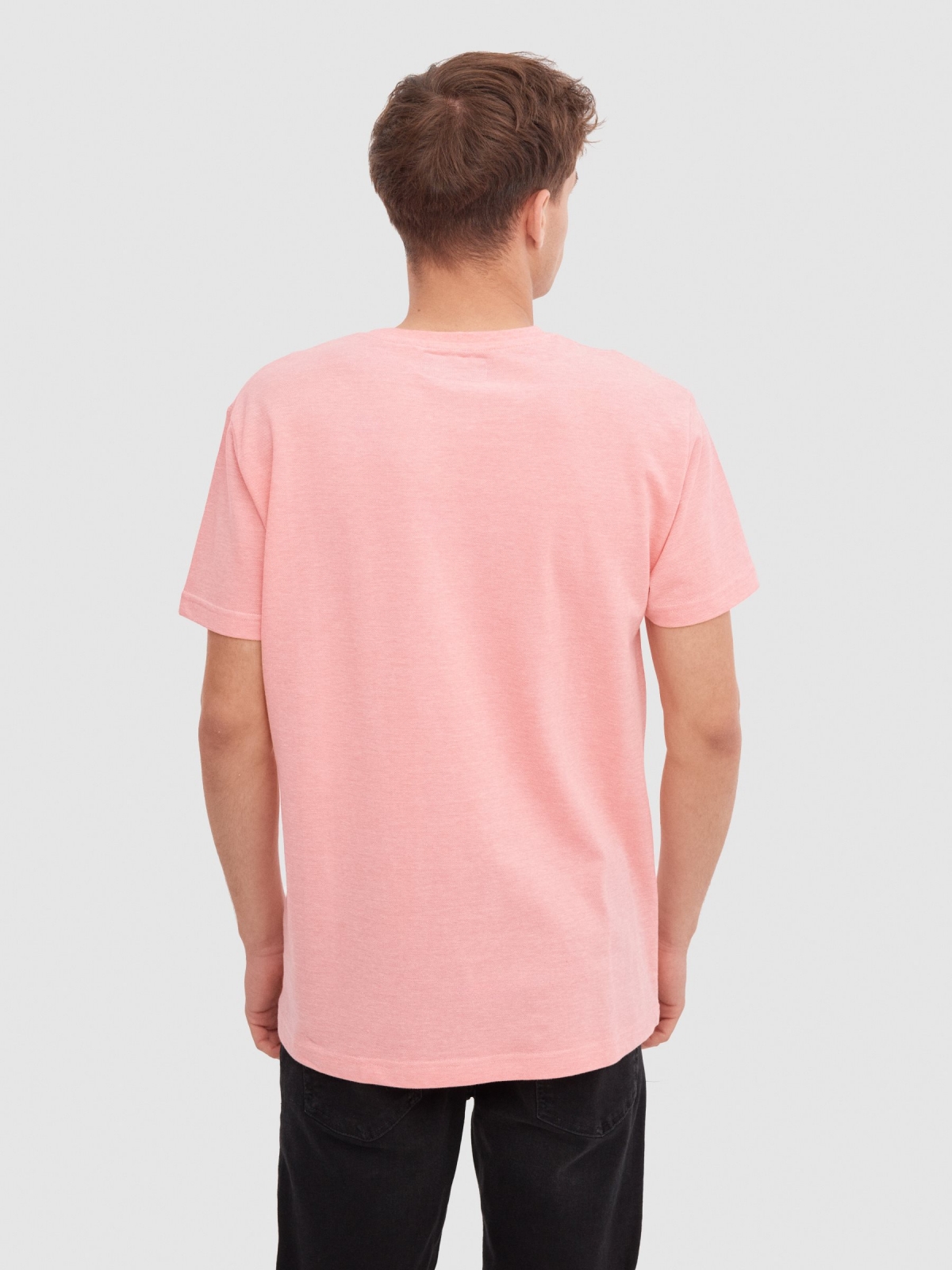 Camiseta Color Block rosa vista media trasera