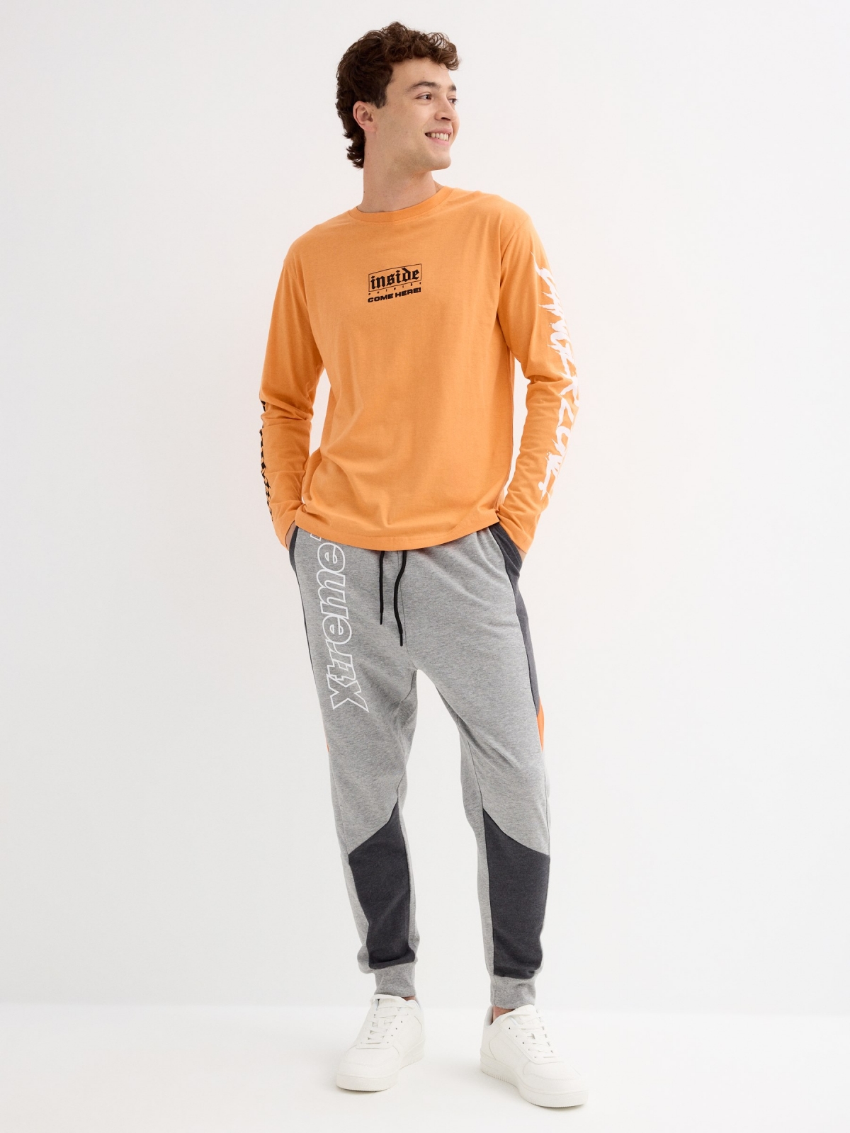 Pantalon jogger melange medio vista general frontal